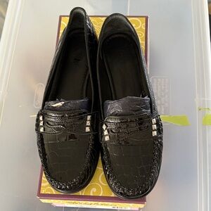 Brighton Black Patent Croco Loafers